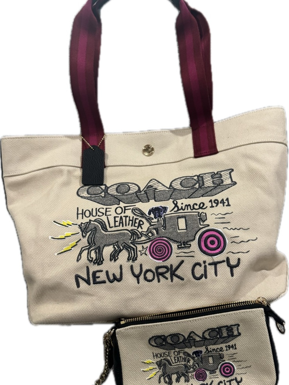 NEW Coach Canvas Tote with School Art Graphics 5683